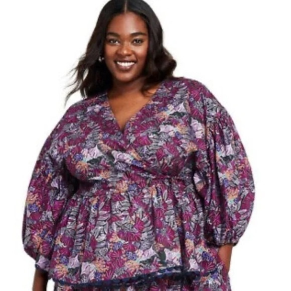 NWT Kika Vargas × Target Women's Purple Coral Reef Scallop Edge Wrap - Picture 3 of 15